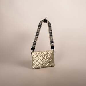 HKWP Trio Trapeze Quilted Gold Crossbody Bag
